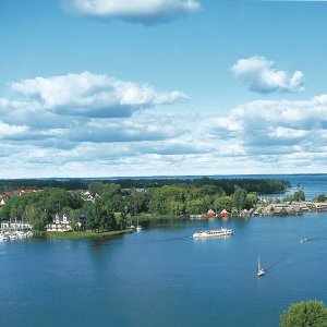 Blick vom Kirchturm auf die Müritz bei Röbel