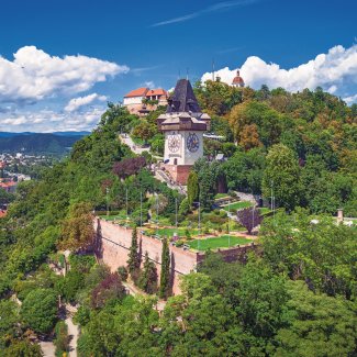 Schlossberg und Uhrturm in Graz