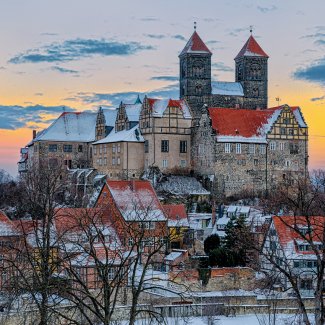 Quedlinburger Schloss und Stiftskirche im Winter
