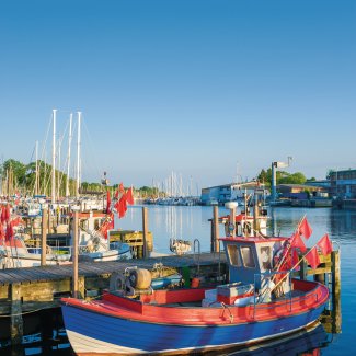 Fischerboote im Hafen in Neustadt in Holstein