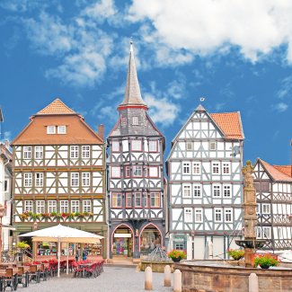 Hübsche Fachwerkhäuser am Marktplatz von Fritzlar