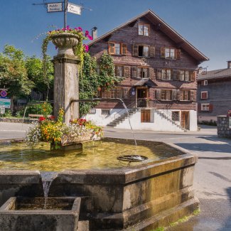 Dorfplatz in Schwarzenberg im Bregenzerwald 