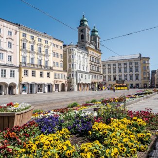 Auf dem Hauptplatz in Linz